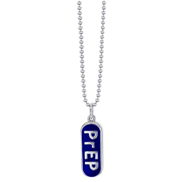 PrEP Large embossed in sterling silver Pill Pendant (flat sides)