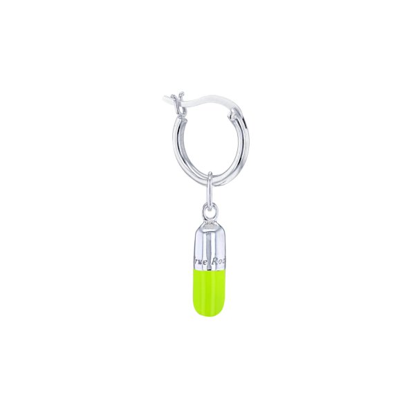 Sterling Silver & Neon Lime Green Mini Pill on a Sterling Silver Hoop