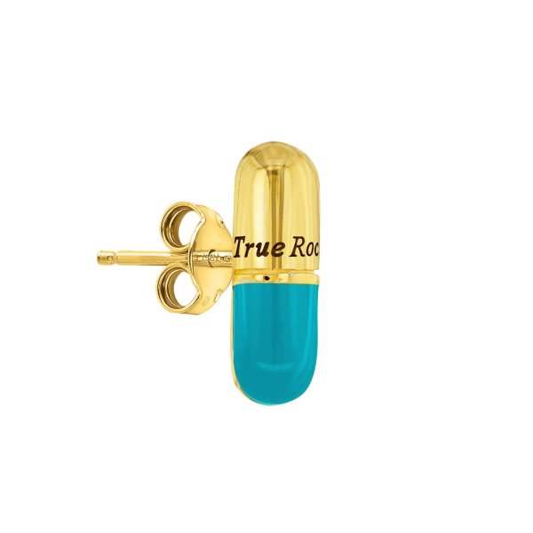 Turquoise & Gold Plated Single Pill Stud